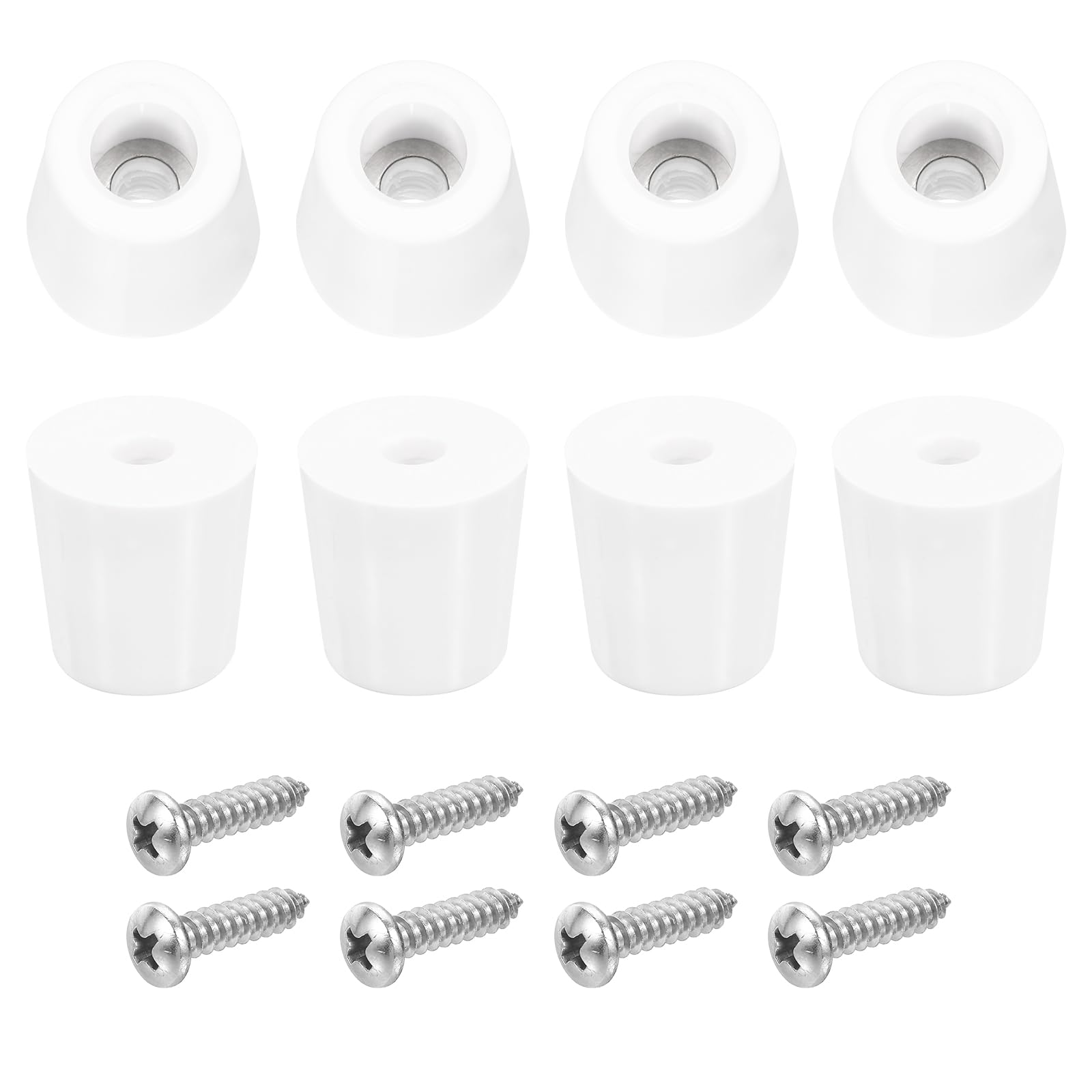 uxcell 8Pcs Rubber Bumper Feet, 20mm H x 20mm W Round Pads with Stainless Steel Washer and Screws for Furniture, Appliances, Electronics
