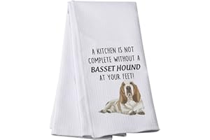 PWHAOO Basset Hound Kitchen Towel A Kitchen is Not Complete Without A Basset Hound Kitchen Towel Basset Hound Lover Gift (Wit