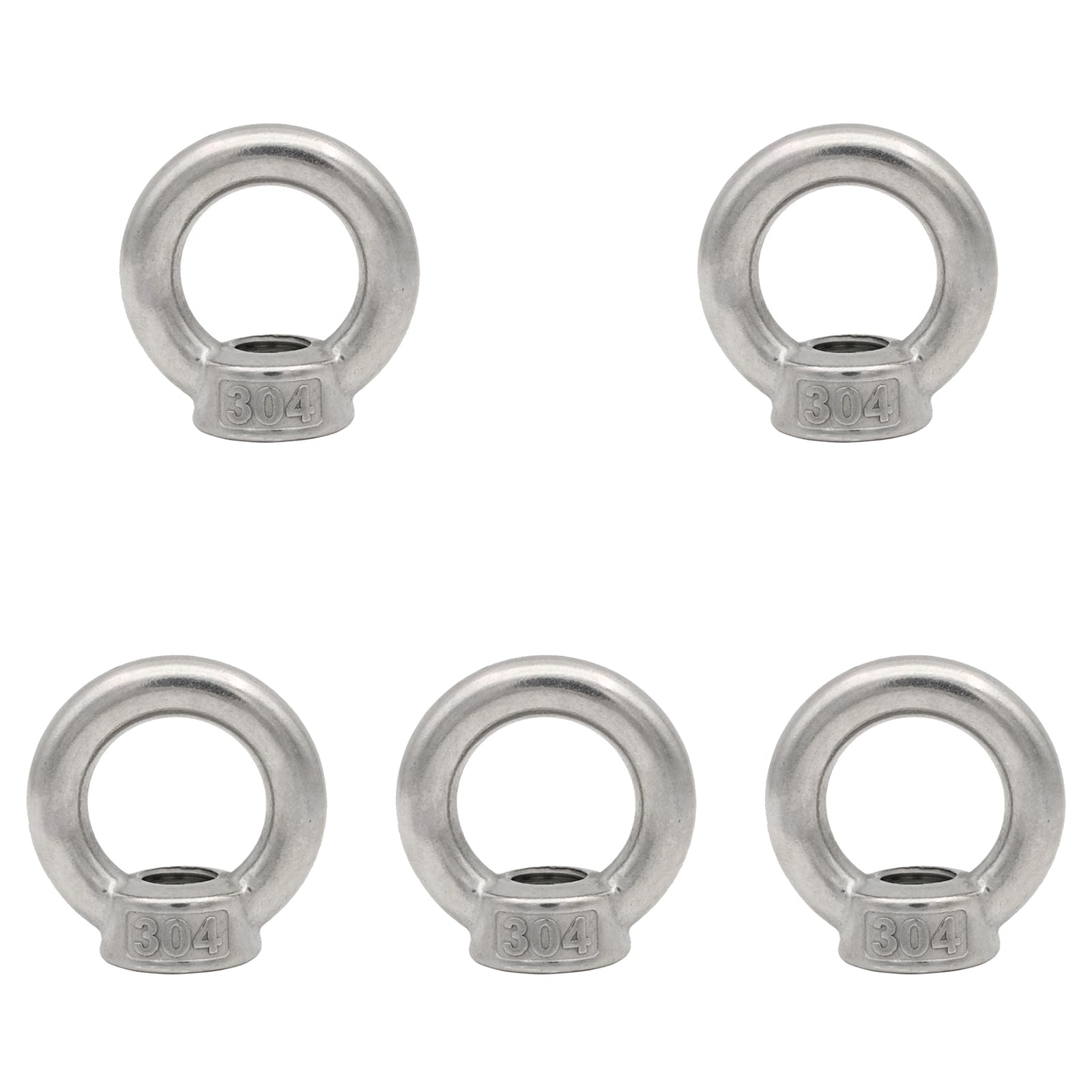 Leliafleury 5Pcs Lifting Eye Nut M8 Stainless Steel Round Shape Ring Nuts Ring Female Threaded Nuts for Lifting Accessories Eye bolt Screw
