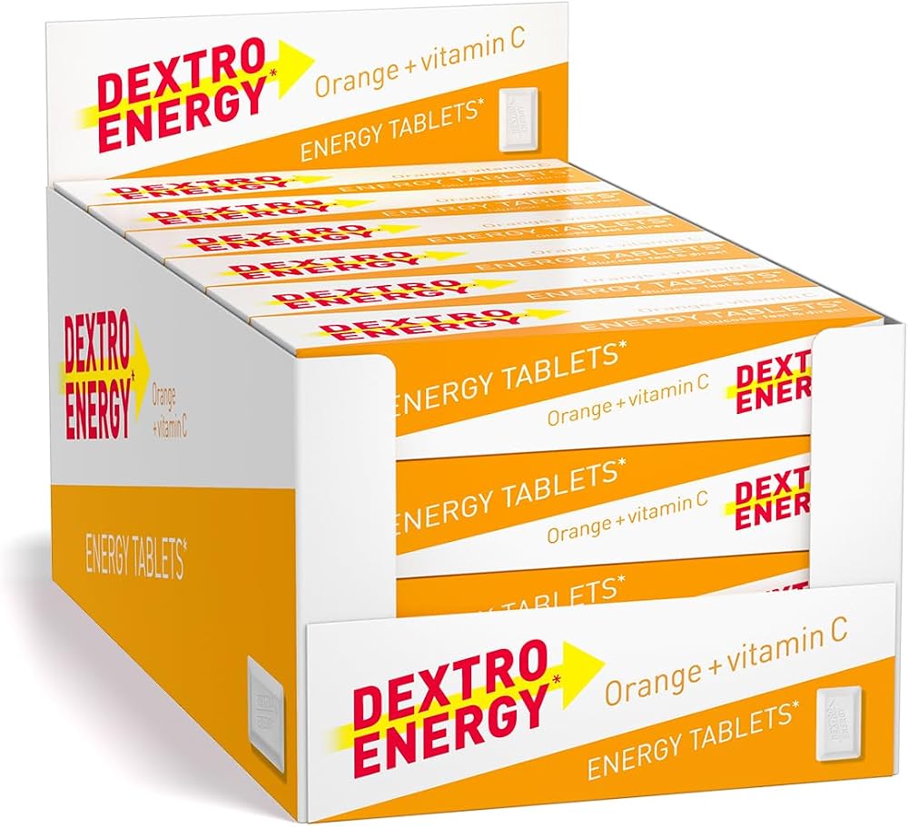 Dextro Energy Orange Tablets 24 Pack 47g Vegan Fast Acting Carbs Vitamin C