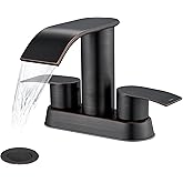 Ultimate Unicorn Bathroom Faucet for Sink Oil Rubbed Bronze, 4 Inch Bathroom Sink Faucet for 3 Hole or 2 Hole, 2 Handle Waterfall Faucets with Pop up Drain, Centerset Faucets for RV Counter