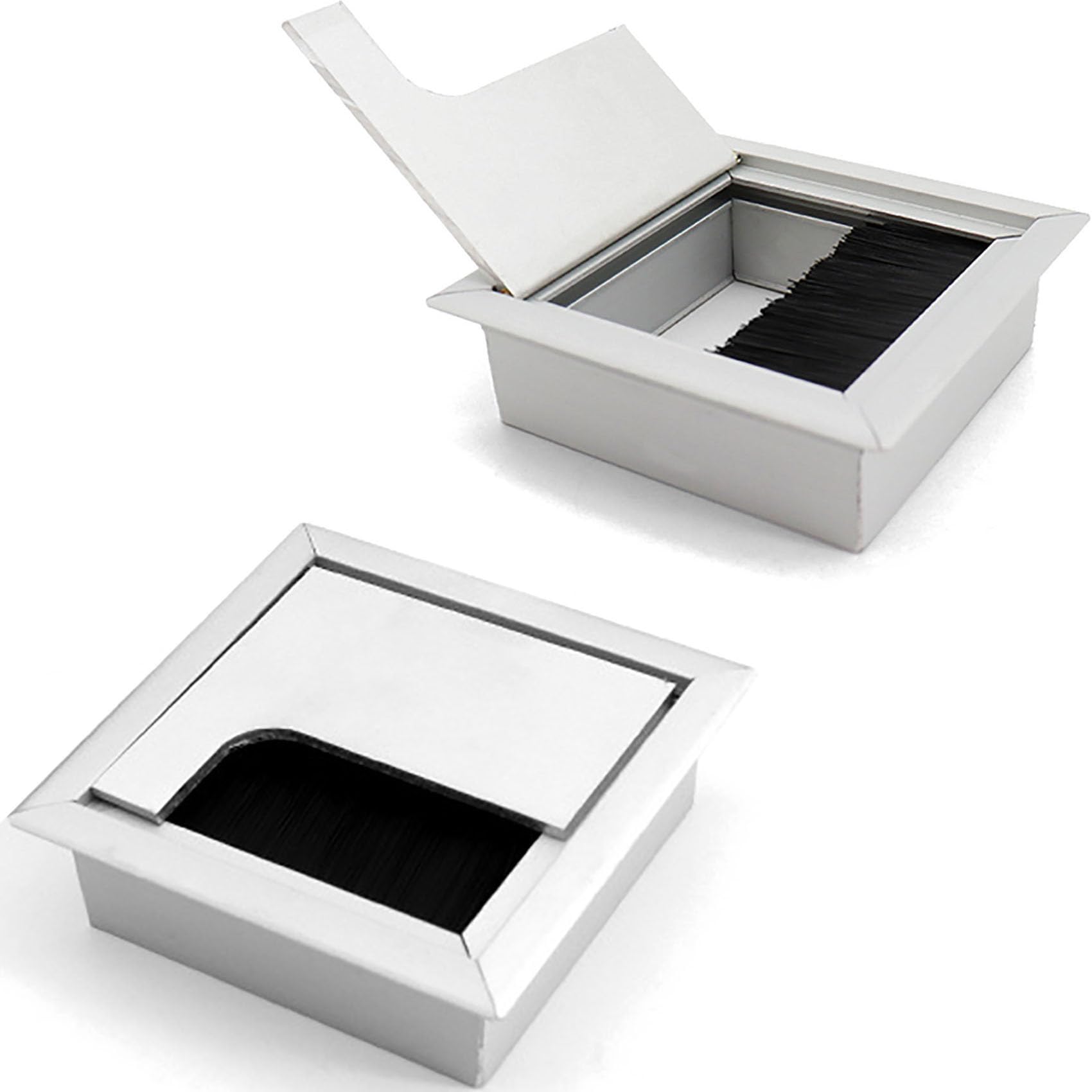 2PCS Desk Cable Grommets Aluminum Alloy square 80 x 80 mm Wire Hole Covers Organizer PC Computer Table Grommet Cord Management for Desks/Office & Worktops