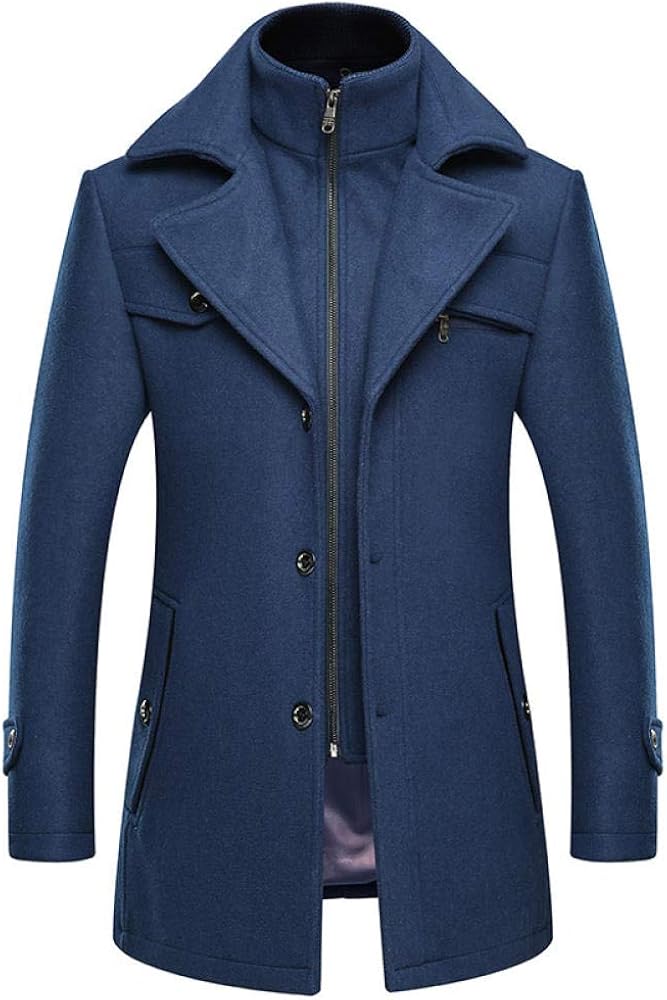 CaoGSH Abrigo De Mezcla De Lana Gris De Invierno Para Hombre