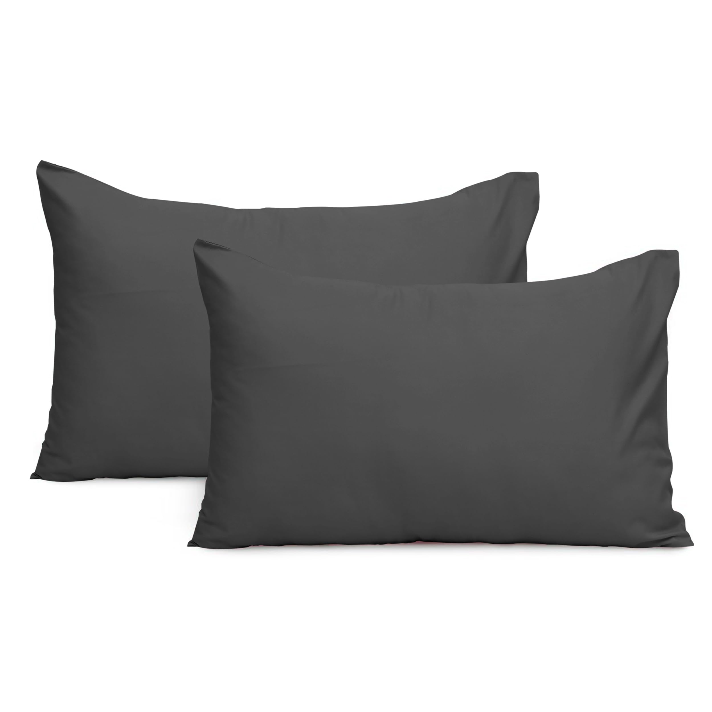 Imperial Rooms Pillow Cases 2 Pack Brushed Microfibre Pillow Covers (Charcoal, Pillow Cases 2 Pack)
