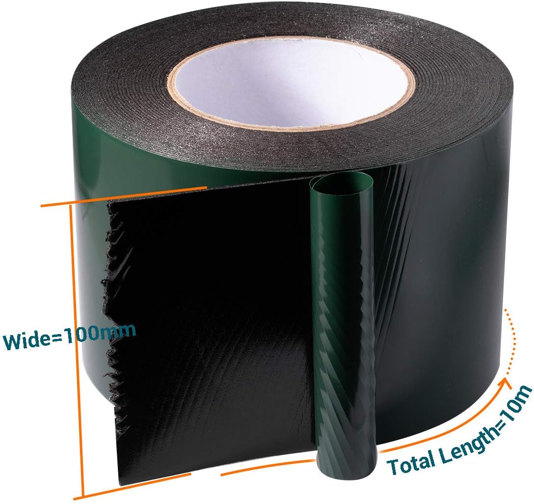 YoiYee 100mm x 10m Double Sided Foam Tape, Strong Sticky Adhesive Green Film Glazing Tape, PE Sponge Strip Sticky Mounting Tape, Black - Image 3