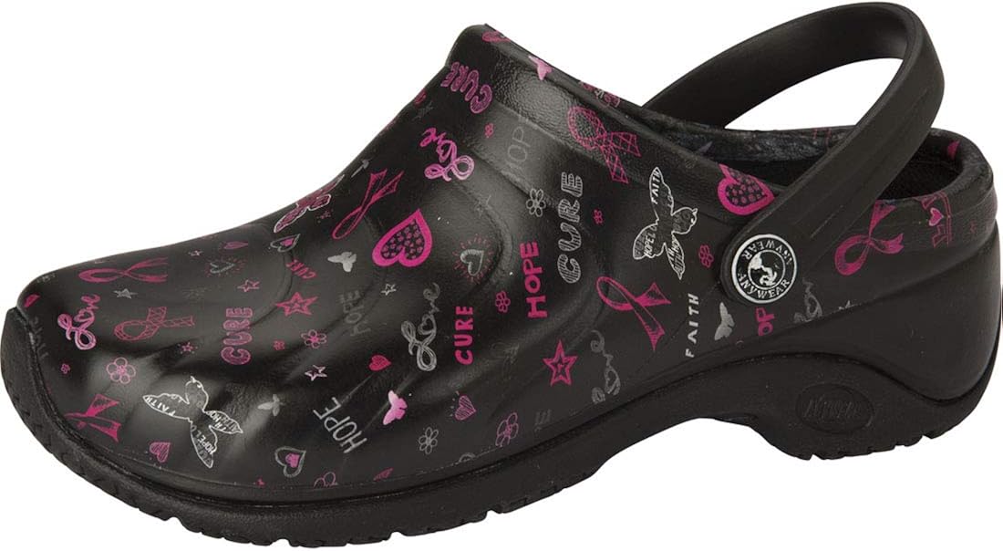 Anywear Zone Injected Clog with Backstrap, 8, Love Hope Cure: Shoes