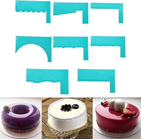 Amazon Fineinno ケーキクリーム クリームスクレーパー ベーキング 基本ツール ケーキ装飾 製菓 Diy クラフトケーキツール ベーキングモールド 8セット ブルー スパテラ スケッパー オンライン通販