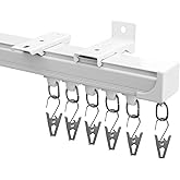 Hoeflife Curtain Track,Ceiling Curtain Track,Wall Mount Curtains Tracks,Heavy Duty Sliding Room Divider Ceiling Mount Curtains Tracks Rails Rod System with Clips 15-18ft White