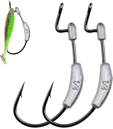 Weighted Swimbait Hooks 15pcs Weedless Weighted Worm Hooks for Bass Fishing