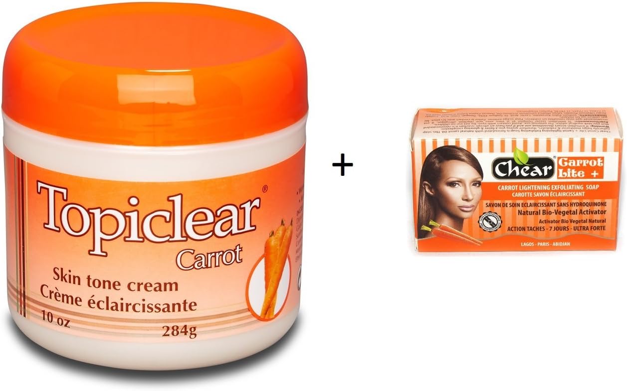 Topiclear Carrot Skin Tone Cream 284g with Chear Carrot Lite Skin Lightening Soap 150g Amazon