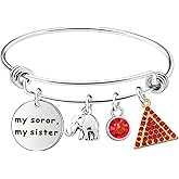 Scwasen Greek Sorority Bangle Bracelet Sorority Paraphernalia Gifts My Soror My Sister Elephant Bracelet Sorority Jewelry for Women Soror