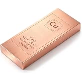 Yinder Solid Copper Bullion Bar 99.9% Pure Ingot for Paperweight, 4.4 lb | Decorative Collectible for Desk Display, Educational Element Accessory, Polished Finish, Ideal for Office Decor Crafts