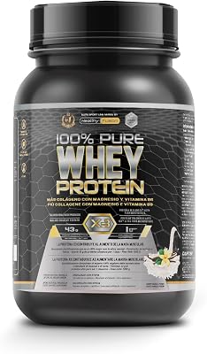 Proteína de Soro | Proteína Pura de Soro com Colagénio + Magnésio | Tonifica e aumenta a massa muscular | Melhore os Seus Treinos | 1000g de proteína (Baunilha)