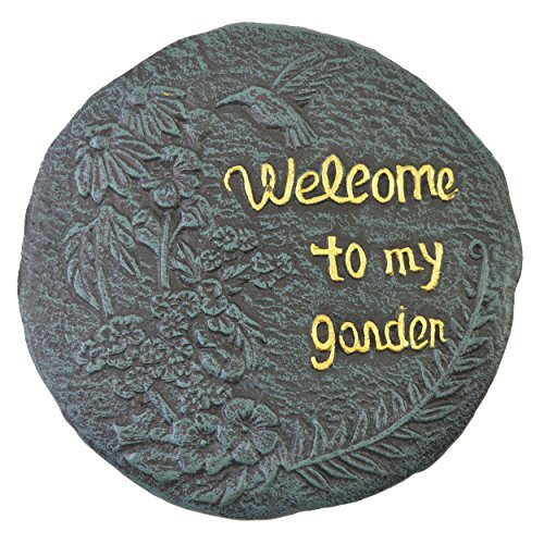 Welcome To My Garden Hummingbird Stepping Stone Plaque Cast Iron Yard & Garden Decor