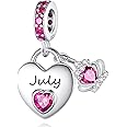 MAVTZRE Birthstone Charms for Charms Bracelet: 925 Sterling Silver Heart Dangle Charms for Bracelets and Necklaces, Birthday Mother's Day Christmas Jewelry Gifts For Women.