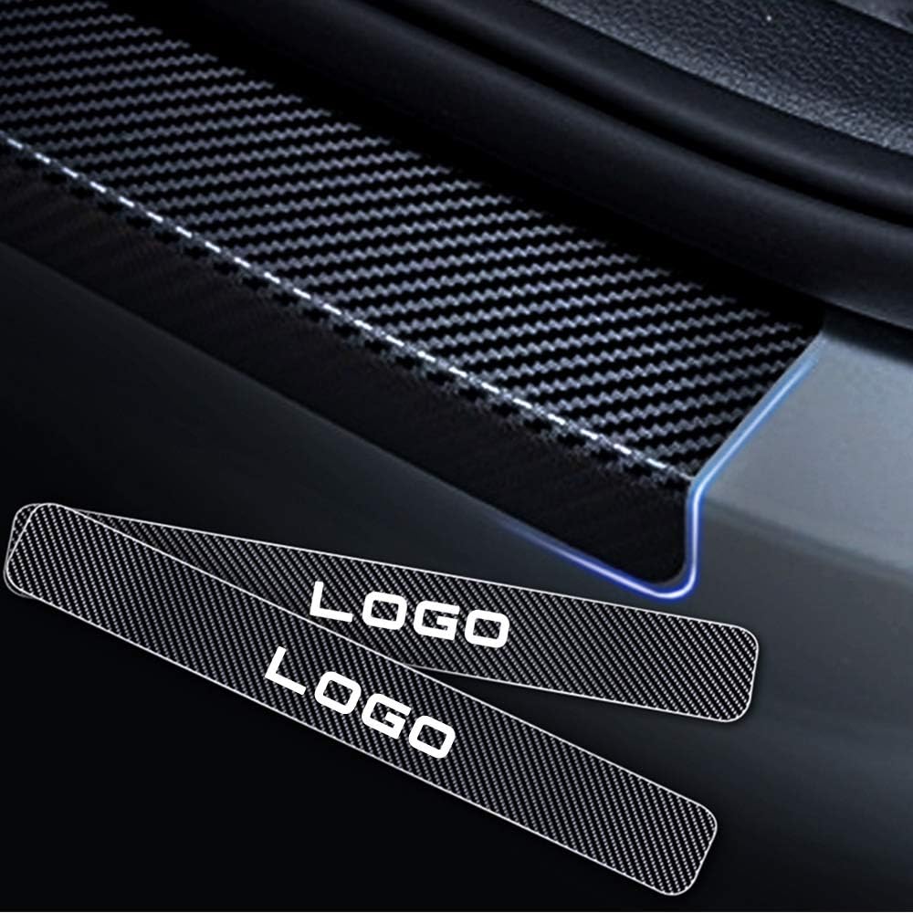 Custom LOGO Car Door Sill For Most Cars Scuff Guard 3D Carbon Fibre