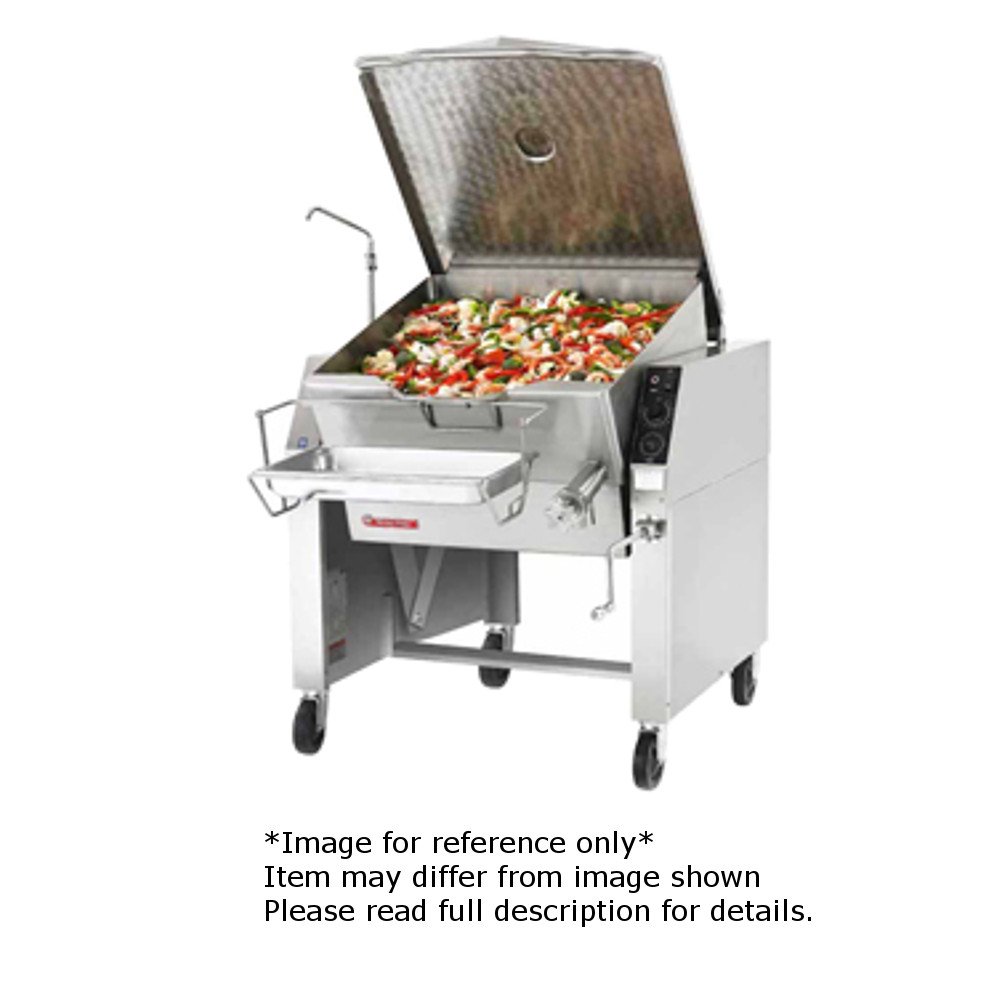 Market Forge 40P-STEL Electric Tilting Skillet 40 Gallon Capacity with Open Leg Frame Base & Manual Tilt