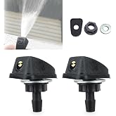 GKmow Pack-2 Car Front Windshield Washer, Automotive Wiper Nozzles, 0.31" Sprayer Head Replacement Parts, Single Hole Adjustable Fan-shaped Kit, Universal for Most Cars, Trucks (Black)