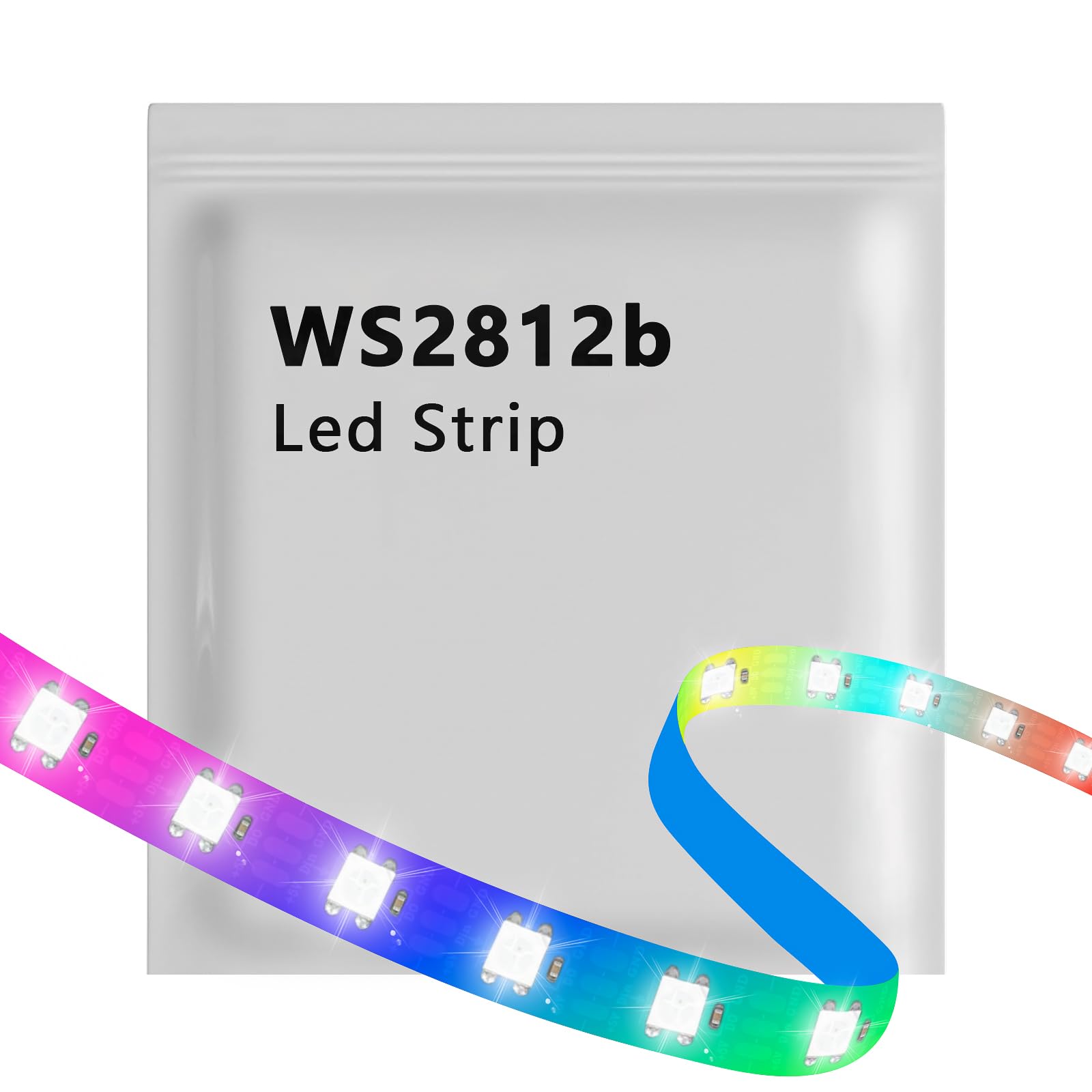 Aurevita WS2812b Led Strip RGB IC, IP30 Copper PCB Board Double-Layer Addressable Individually Led Strip, DIY Project 5050 LED Strip Lights (1m 144 LEDs Black)