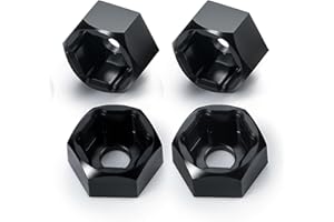QUPA AM STORE 4 PCS 5mm to 7mm Wheel Hex Hub Adapters for 1/10 WPL D12 RC Truck Car 1/24 SCX24 RC Upgrades Accessories Black