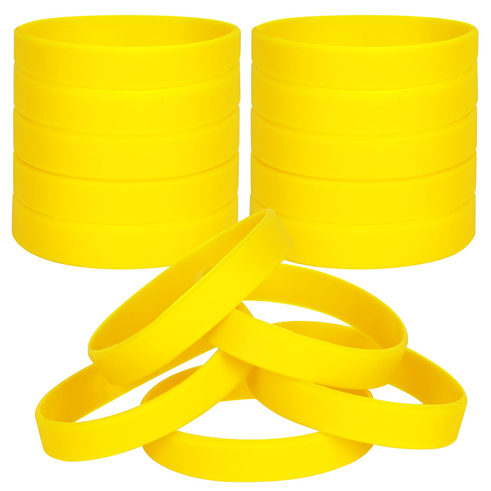 LVNRIDS 50 PCS Silicone Bracelets Wristbands for kid, Sports Rubber Elastic Wristband Bracelet for School Activity Party Favors Decorations Yellow
