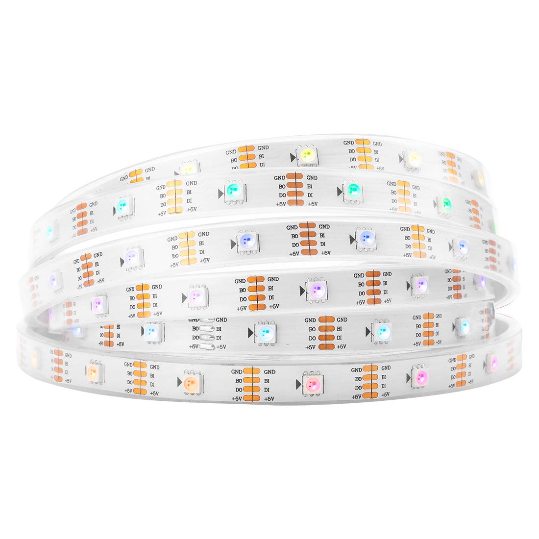 BTF-LIGHTING 16.4ft 150 Pixels WS2813 Upgraded WS2812B Individually Addressable Programmable Dual Signal 5050 RGB LED Flexible Strip Light Dream Color LED Ribbon Waterproof IP67 DC 5V White PCB