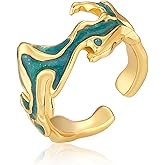 Ornaland 925 Sterling Silver Open Ring Adjustable Oil Drip Irregular Enamel Ring Finger Ring Joint Stackable Ring Jewellery Gifts for Women, Gold
