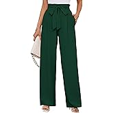 KORSIS Women's Pants Wide Leg Lounge High Waisted Causal Flowy Work Elastic Trousers with Pockets