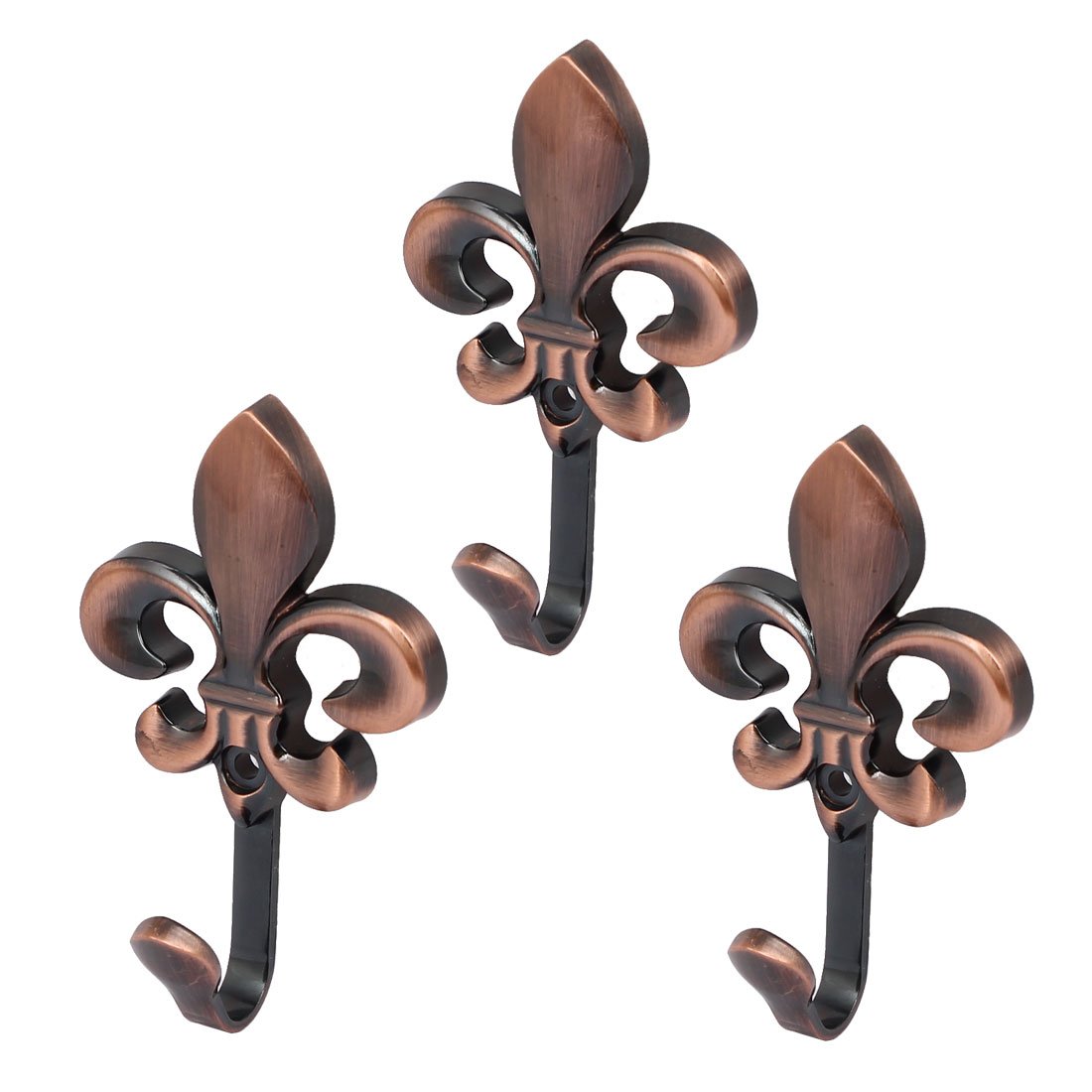 sourcing map Coat Handbag Metal Flower Shape Single Hook Wall Hanger Copper Tone 3pcs