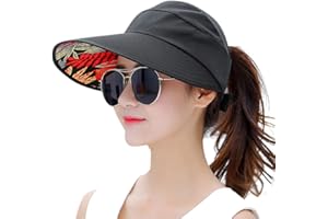 HINDAWI Sun Hats for Women Wide Brim UV Protection Sun Hat Summer Beach Packable Visor