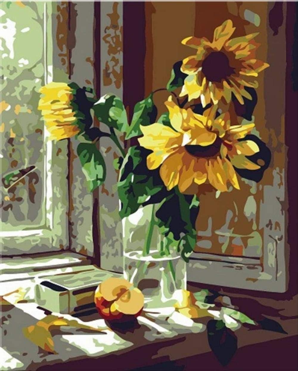 DIY Oil Painting, Paint by Number Kits - Warm Sunflower 16x20 Inch