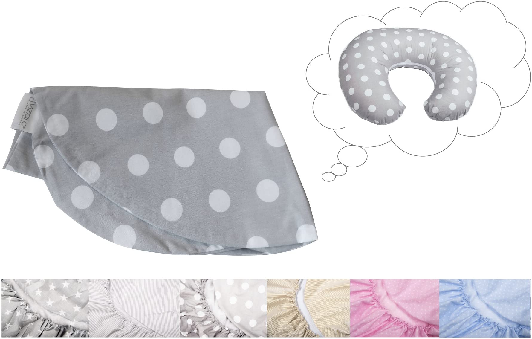 Vizaro - Cover for Nursing Pillow - Pure Premium Cotton - Made in EU - OekoTex - Safe for Babies - C. Polka Dots