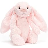 Jellycat Bashful Pink Bunny Stuffed Animal, Medium | Dimensions: 12.2in x 4.7in x 3.5in Sitting Height: 9in