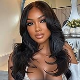 mscoco Wear and Go Glueless Wigs Human Hair Pre Plucked Pre Cut 6×5 Layered Haircut HD Lace Closure Wigs Human Hair for Black Women Pre Bleached Knots 180% Density 16inch Natural Black Wig