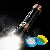 SKYFIRE Rechargeable Flashlight with Fire Starter,3000LM LED Super Bright | Ignition Lens, 3 Color Filters, Zoomable Beam, 5 Modes, Waterproof Tactical LED Flashlight for Camping, Hiking &amp; Emergency