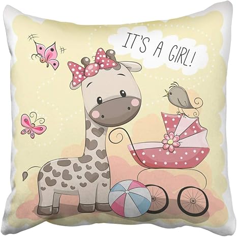 Amazon Emvency 装飾用クッションカバー アニメ 女の子 赤ちゃん キャラージ キリン アニメ 赤ちゃん 誕生日 お祝い 子供 16 X 16インチ 枕カバー カバー クッション 両面 枕 抱き枕 オンライン通販