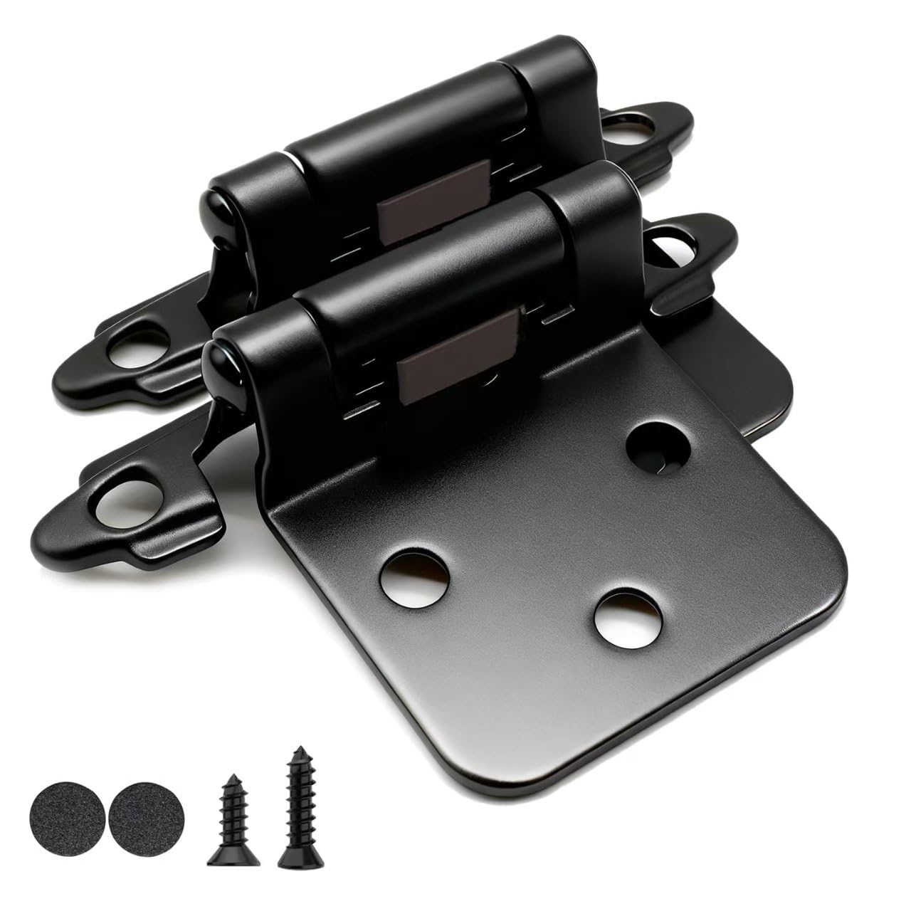 Photo 1 of 1/2" Overlay Matte Black Cabinet Hinges, 36 Pack(18 Pairs) Self Closing Cabinet Hinges Flush Mount with Door Bumpers for Bath & Kitchen Cupboard