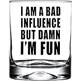 Rogue River Tactical Funny Sarcastic I Am A Bad Influence But Fun Old Fashioned Whiskey Glass Drinking Cup Gift For Him Men Dad Grandpa