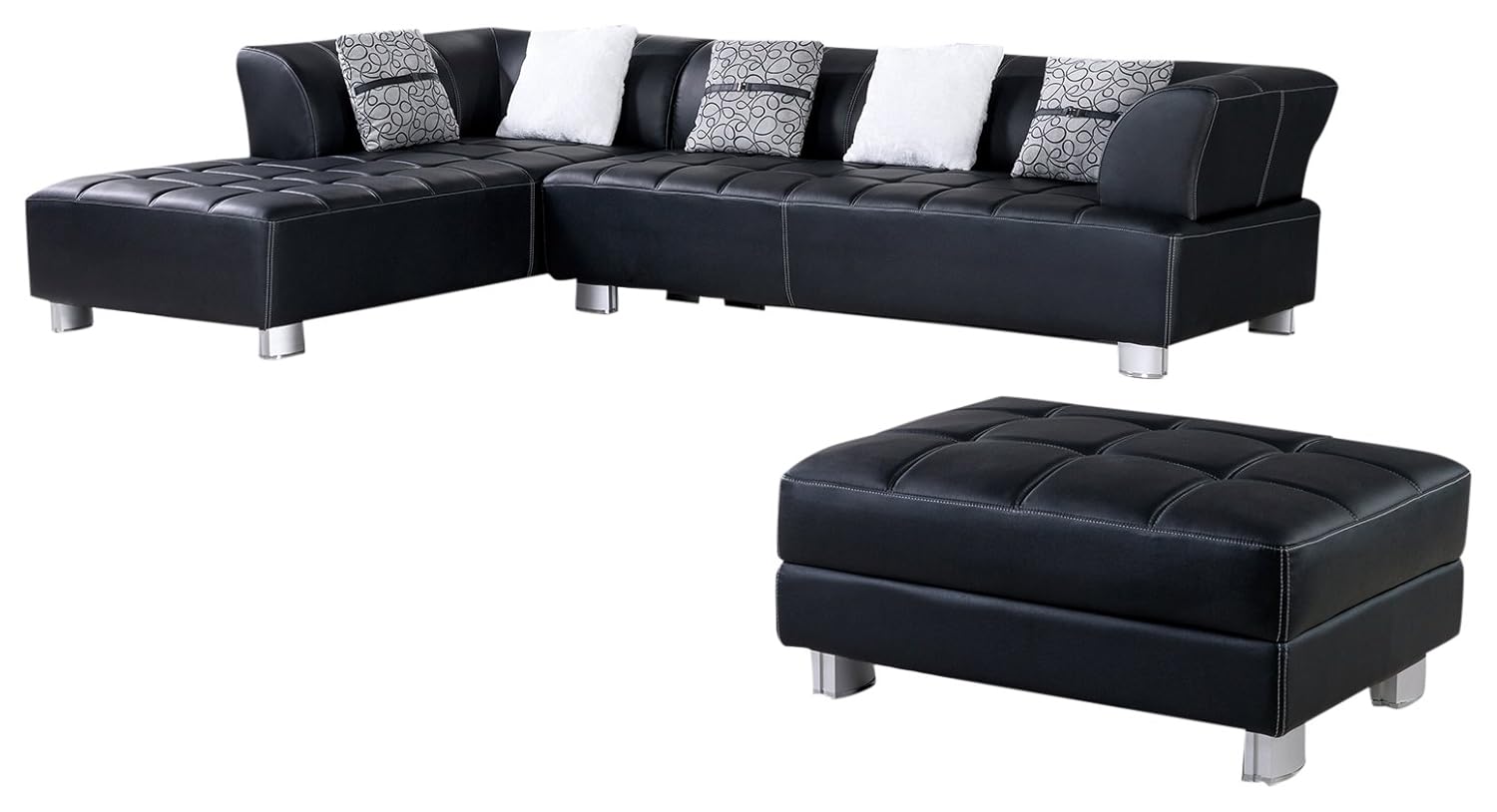 Best faux leather sectional with ottoman