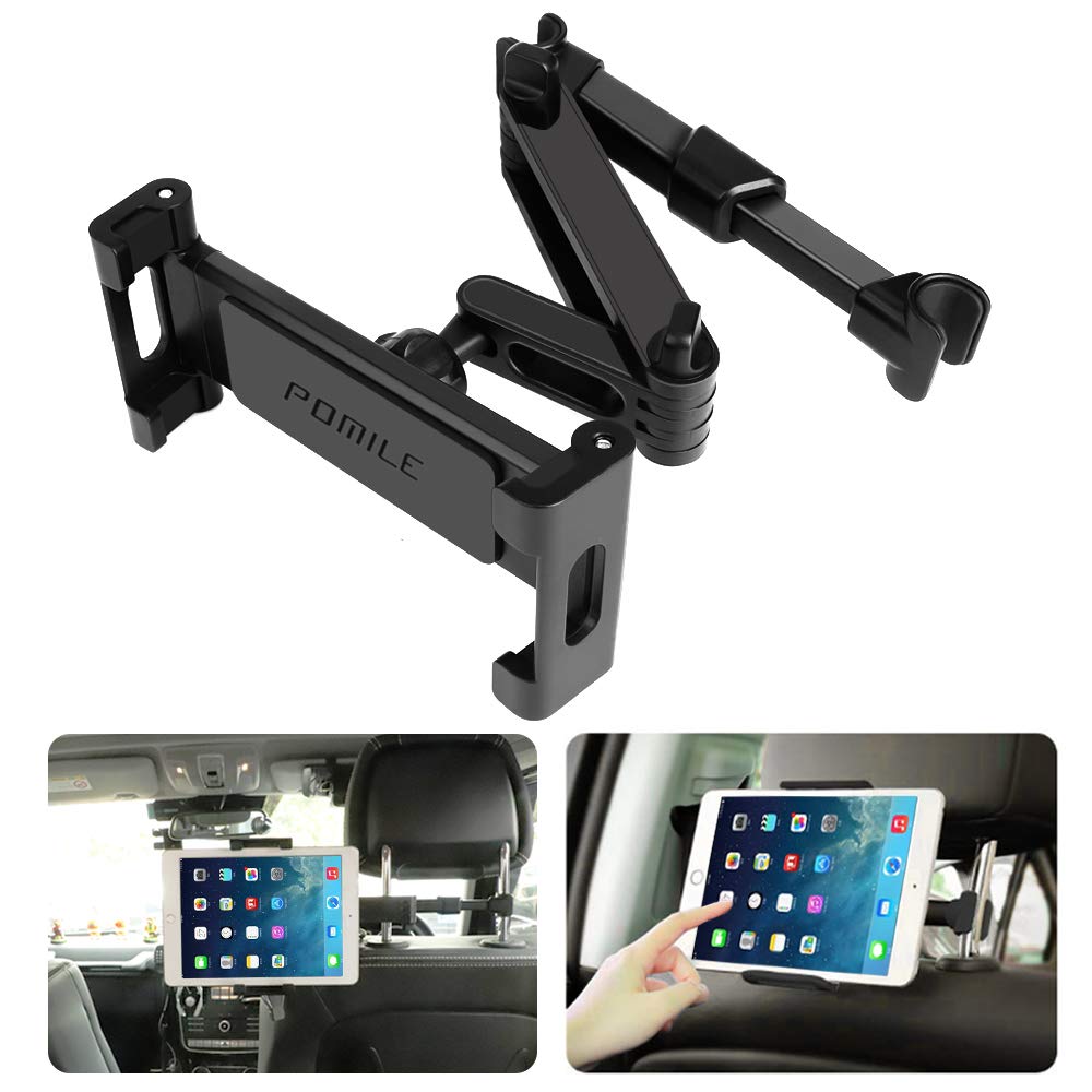 POMILE Car Headrest Mount, Car Tablet Holder 360° Rotating Can be placed in the Middle for Car Seat Stand for All 4.6~12" Tablets, Pad Pro 9.7, 10.5, Air mini 2 3 4, Switch, Tab, Mobile Phones