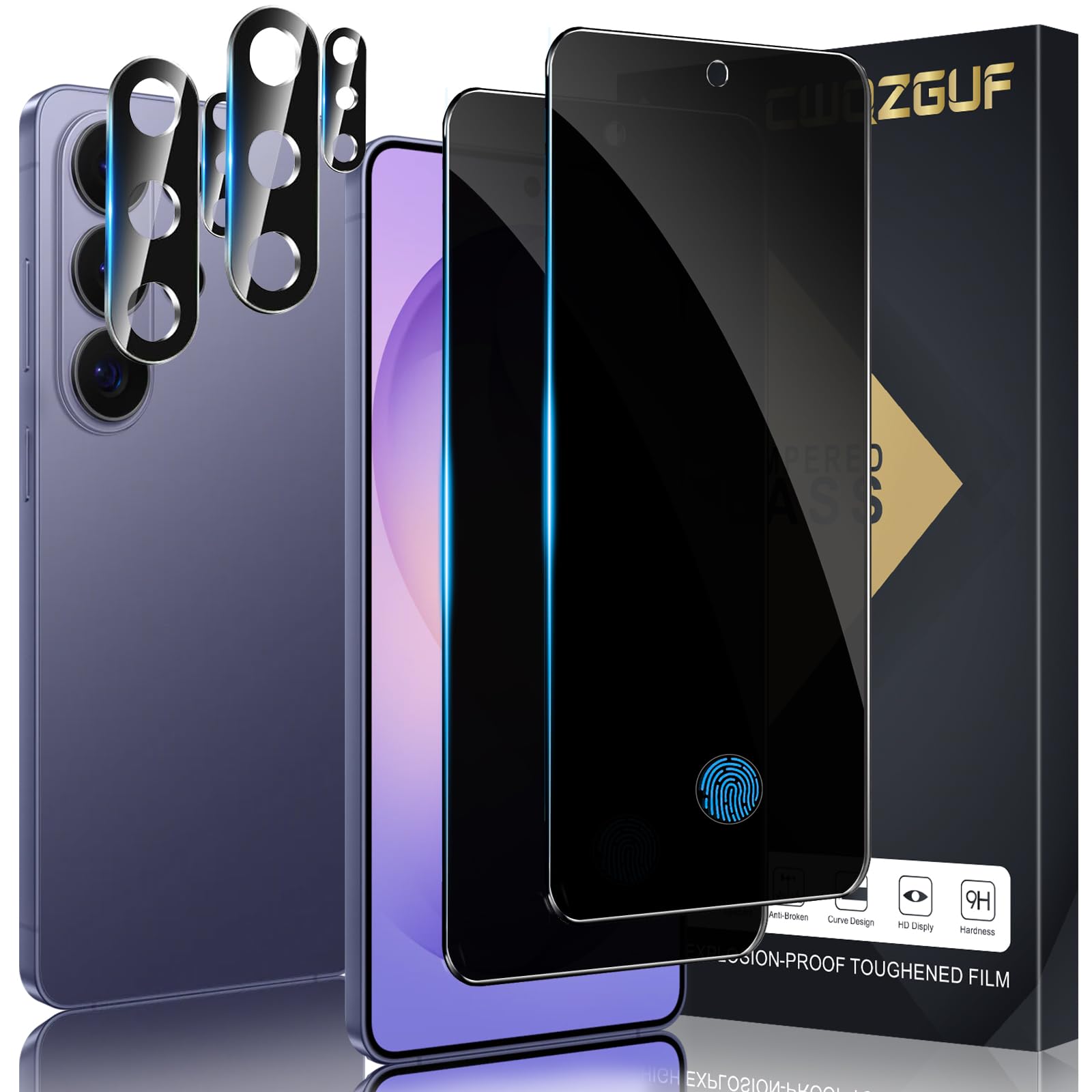 [2+2 Pack] Privacy Screen Protector Compatible with Galaxy S26 Ultra 5G - 2 Tempered Glass + 2 Camera Lens Protectors, Anti-Spy, Bubble Free, 9H Hardness, Scratch Resistant, Easy Installation