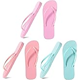 Xuhal 3 Pcs Women Girls Slim Flip Flops Colored Summer Casual Flip Flop Sandals Rubber Thong Style Cute Sandals for Women Shower