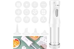 Electric Cookie Press Gun Kit for Baking, Cookies Press Maker Set, with 12 Discs and 4 Icing Nozzles, Detachable Machine, Bis