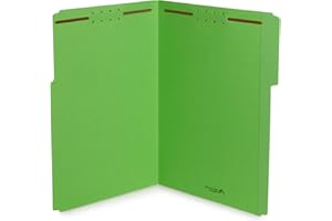 Blue Summit Supplies Green File Folders with Fasteners, Legal Size, 1/3 Cut Reinforced Tabs, Durable 2 Prongs, Designed to Organize Standard Medical or Law Files, 50 Pack