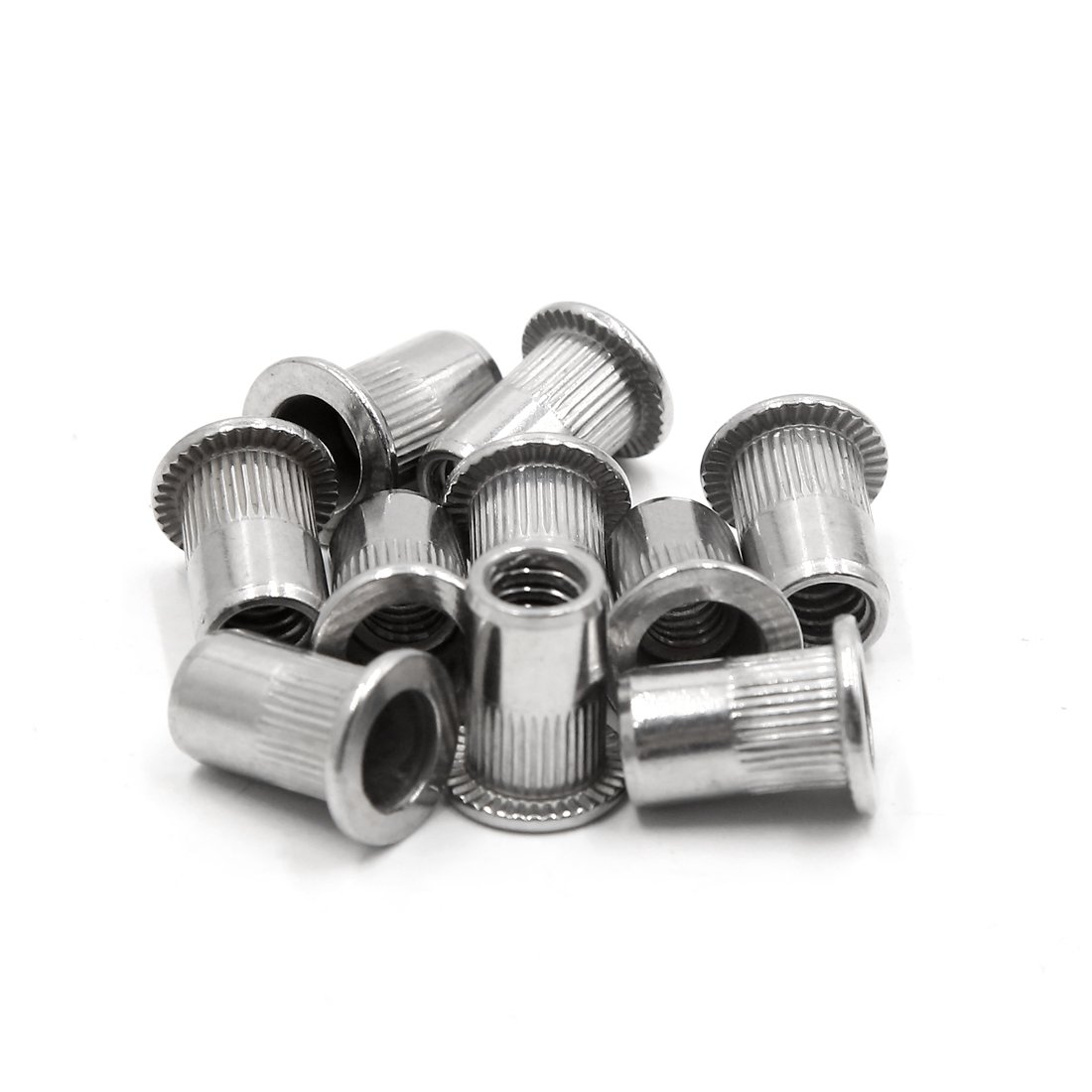 sourcingmap 10Pcs 304 Stainless Steel 1/4-20 UNC Car Flat Head Rivet Nut Insert