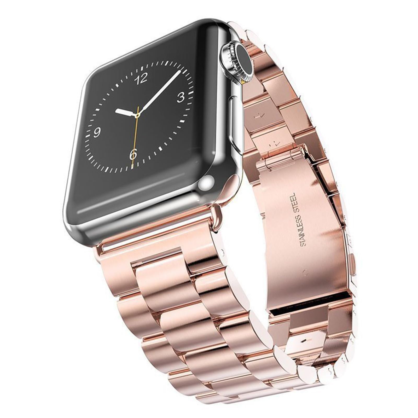 KOMI Compatible with Apple Watch Series 9 Strap 45mm 44mm 42mm,Metal Stainless Steel Replacement Strap for iWatch Series 8 7 6 5 4 3 2 1 SE/SE 2/Ultra/Ultra 2 Straps(45/44/42mm,Rose Gold)