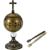Traditional Incense Burner – Bronze Charcoal Censer with Clip – Aromatherapy Resin Holder for Church, Meditation, Yoga, and Home