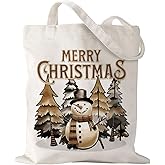 Sldpngo Merry Christmas Canvas Bags for Women Christmas Tote Bag for Work Travel Shopping