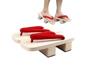 Japanese Sandals Geta Sandals, 1 Pair Japanese Wooden Clogs, Traditional Shoes with Non Slip Base, Comfortable Slippers for s