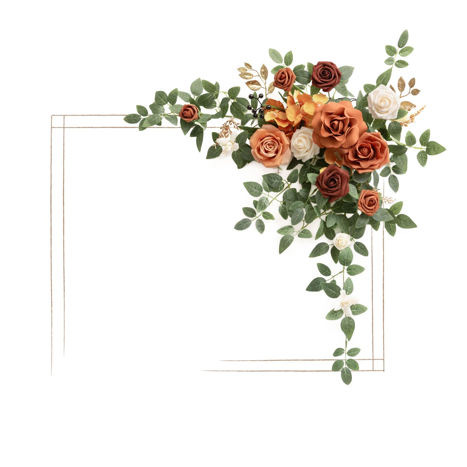Photo 1 of Ling's Moment Wedding Artificial Welcome Sign Flowers Swag Arch Floral Garland Decorations Sunset Terracotta Ceremony Reception Entrance Entryway Party Banquet Easel Wall Home Outdoor NOT Include Sign